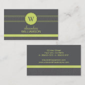 Houndstooth Ribbon Visitekaartjes (grijs/limoen) (Voorkant / Achterkant)