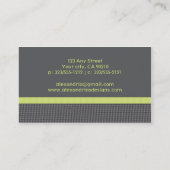 Houndstooth Ribbon Visitekaartjes (grijs/limoen) (Achterkant)