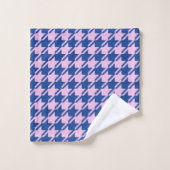 Houndstooth Roze + Blauw Gemengd Patroon Bad Handdoek (Wasdoekje)