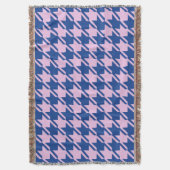 Houndstooth Roze + Blauw Grote Patroon Deken (Voorkant Verticaal)