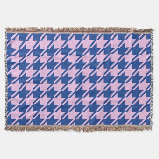 Houndstooth Roze + Blauw Grote Patroon Deken (Voorkant)
