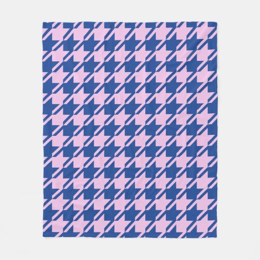 Houndstooth Roze + Blauw Grote Patroon Fleece Deken (Voorkant)