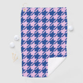 Houndstooth Roze + Blauw Grote Patroon Golfhanddoek (Insitu)