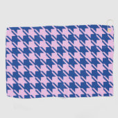 Houndstooth Roze + Blauw Grote Patroon Golfhanddoek (Horizontaal)