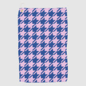 Houndstooth Roze + Blauw Grote Patroon Golfhanddoek (Voorkant)