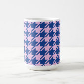 Houndstooth Roze + Blauw Grote Patroon Koffiemok (Center)