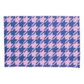 Houndstooth Roze + Blauw Grote Patroon Kussensloop (Voorkant)