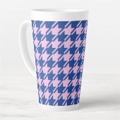 Houndstooth Roze + Blauw Grote Patroon Latte Mok (Linkerhoek)