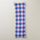 Houndstooth Roze + Blauw Grote Patroon Lichaamskussen (Achterkant (Verticaal))