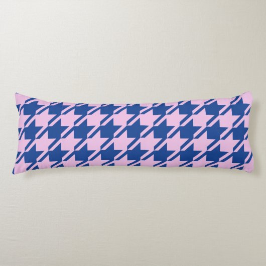 Houndstooth Roze + Blauw Grote Patroon Lichaamskussen (Voorkant)