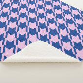 Houndstooth Roze + Blauw Grote Patroon Sherpa Deken (3/4)