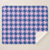 Houndstooth Roze + Blauw Grote Patroon Sherpa Deken (Voorkant (horizontaal))