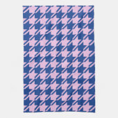 Houndstooth Roze + Blauw Grote Patroon Theedoek (Verticaal)