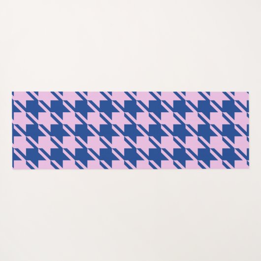 Houndstooth Roze + Blauw Grote Patroon Yogamat (Achterkant (horizontaal))
