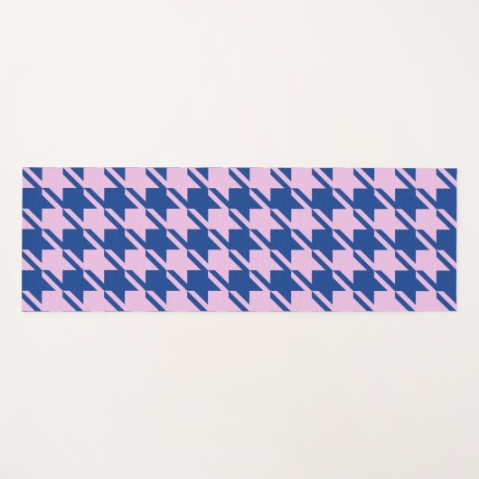 Houndstooth Roze + Blauw Grote Patroon Yogamat (Voorkant (horizontaal))