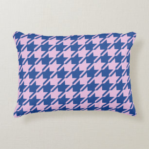 Houndstooth Roze + Blauw Patroon Accent Kussen