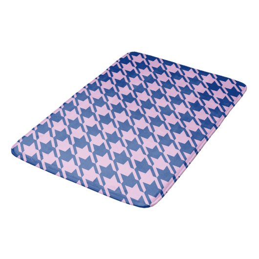 Houndstooth Roze + Blauw Patroon Badmat (Gekanteld)