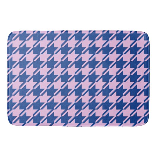 Houndstooth Roze + Blauw Patroon Badmat (Voorkant)