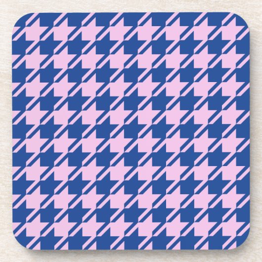 Houndstooth Roze + Blauw Patroon Bier Onderzetter (Voorkant)