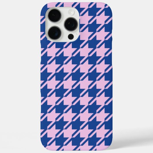 Houndstooth Roze + Blauw Patroon Case-Mate iPhone Case (Achterkant)