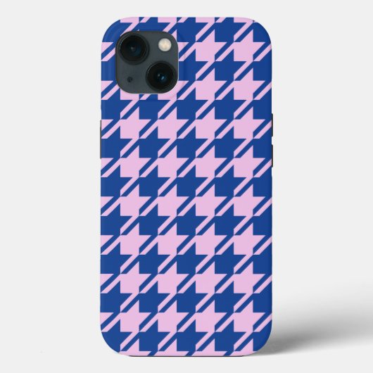 Houndstooth Roze + Blauw Patroon Case-Mate iPhone Case (Achterkant)