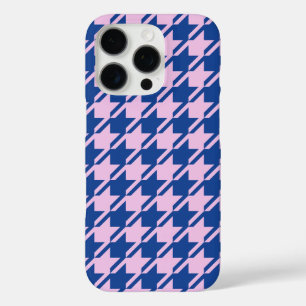 Houndstooth Roze + Blauw Patroon iPhone 16 Pro Hoesje