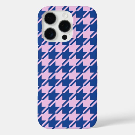 Houndstooth Roze + Blauw Patroon Case-Mate iPhone Case (Achterkant)