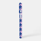 Houndstooth Roze + Blauw Patroon iPhone 16 Hoesje (Linkerkant)
