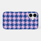 Houndstooth Roze + Blauw Patroon iPhone 16 Hoesje (Achterkant horizontaal)