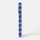 Houndstooth Roze + Blauw Patroon iPhone 16 Hoesje (Linkerkant)