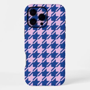 Houndstooth Roze + Blauw Patroon iPhone 16 Pro Max Hoesje