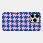 Houndstooth Roze + Blauw Patroon iPhone Hoesje (Achterkant horizontaal)