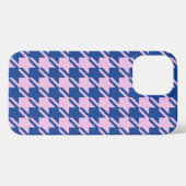 Houndstooth Roze + Blauw Patroon iPhone Hoesje (Achterkant horizontaal)