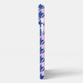Houndstooth Roze + Blauw Patroon iPhone Hoesje (Linkerkant)