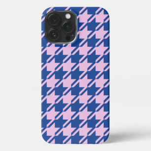 Houndstooth Roze + Blauw Patroon iPhone 13 Pro Max Hoesje
