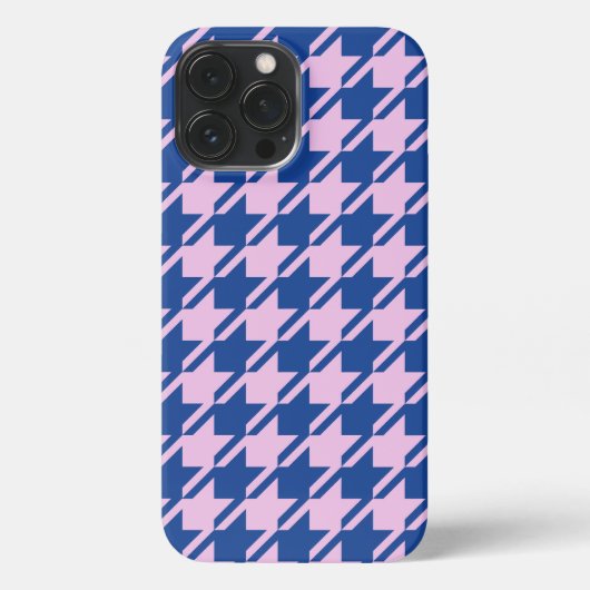 Houndstooth Roze + Blauw Patroon iPhone Hoesje (Achterkant)