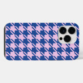 Houndstooth Roze + Blauw Patroon iPhone Hoesje (Achterkant horizontaal)