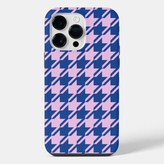 Houndstooth Roze + Blauw Patroon iPhone Hoesje (Achterkant)