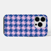 Houndstooth Roze + Blauw Patroon iPhone Hoesje (Achterkant horizontaal)