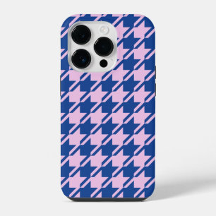 Houndstooth Roze + Blauw Patroon iPhone 14 Plus Hoesje