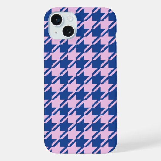 Houndstooth Roze + Blauw Patroon iPhone Hoesje (Achterkant)