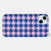 Houndstooth Roze + Blauw Patroon iPhone Hoesje (Achterkant horizontaal)