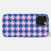 Houndstooth Roze + Blauw Patroon iPhone Hoesje (Achterkant horizontaal)