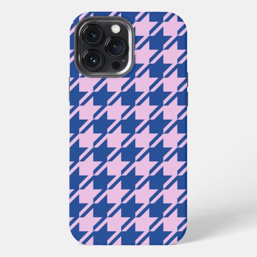 Houndstooth Roze + Blauw Patroon iPhone Hoesje (Achterkant)