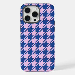 Houndstooth Roze + Blauw Patroon iPhone 15 Pro Max Case
