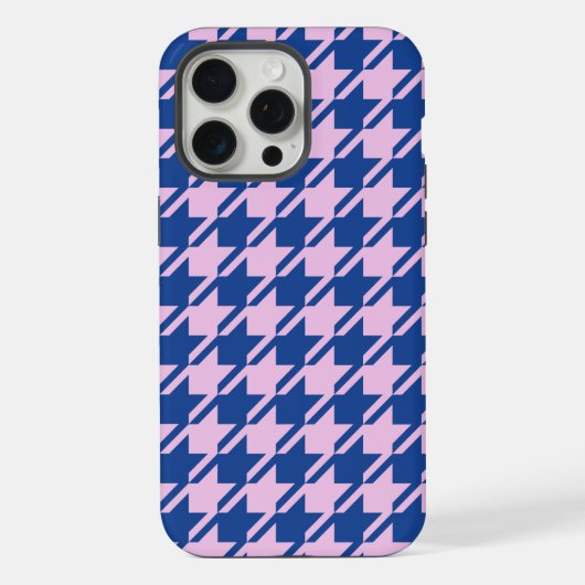 Houndstooth Roze + Blauw Patroon iPhone Hoesje (Achterkant)