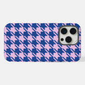 Houndstooth Roze + Blauw Patroon iPhone Hoesje (Achterkant horizontaal)