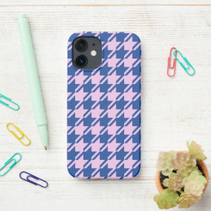 Houndstooth Roze + Blauw Patroon iPhone 12 Mini Hoesje