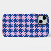 Houndstooth Roze + Blauw Patroon iPhone Hoesje (Achterkant horizontaal)