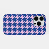 Houndstooth Roze + Blauw Patroon iPhone Hoesje (Achterkant horizontaal)